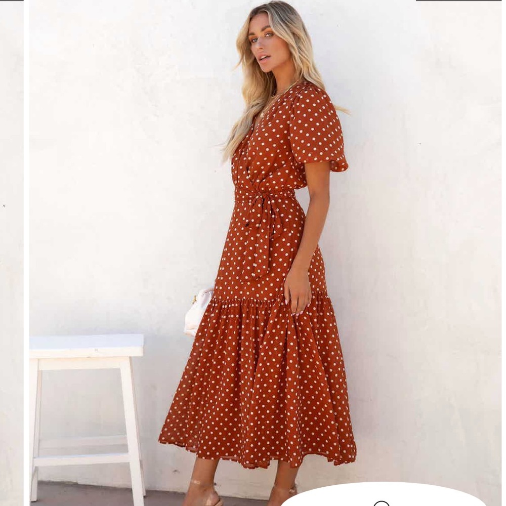 SANDREA POLKA DOT MIDI DRESS